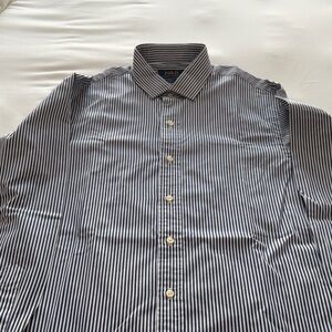 Polo by Ralph Lauren Blue and White Vertical Stripe Dress Shirt